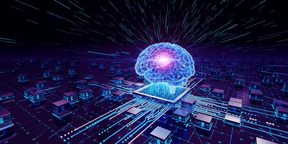 Artist rendering of a computer brain.