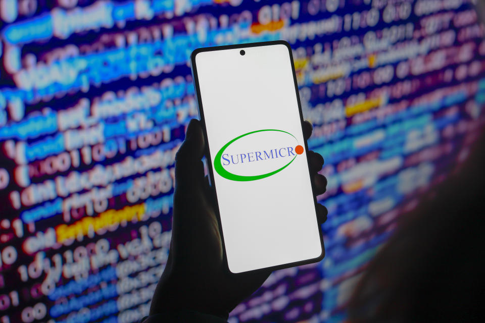 PARAGUAY - 2024/07/25: In this photo illustration, the Super Micro Computer, Inc. logo is displayed on a smartphone screen. (Photo Illustration by Jaque Silva/SOPA Images/LightRocket via Getty Images)