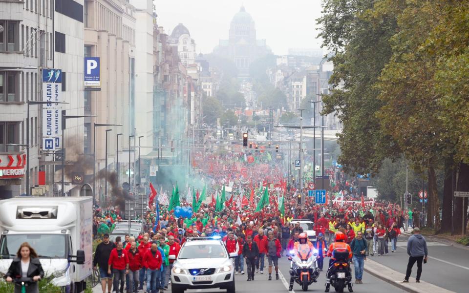 Hundreds have taken to the streets after the VW warned in July that slow sales could lead to the Audi site's closure