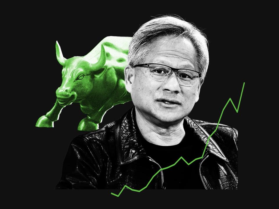 Nvidia CEO with the wall street bull