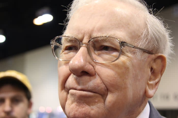 A close up of Warren Buffett.