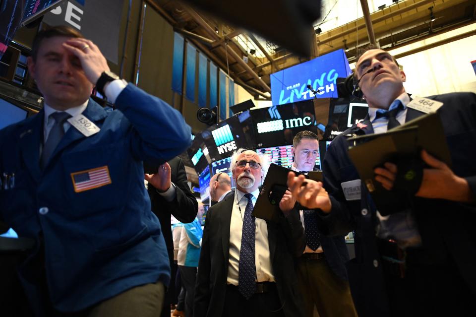 NYSE Traders working during the opening bell.