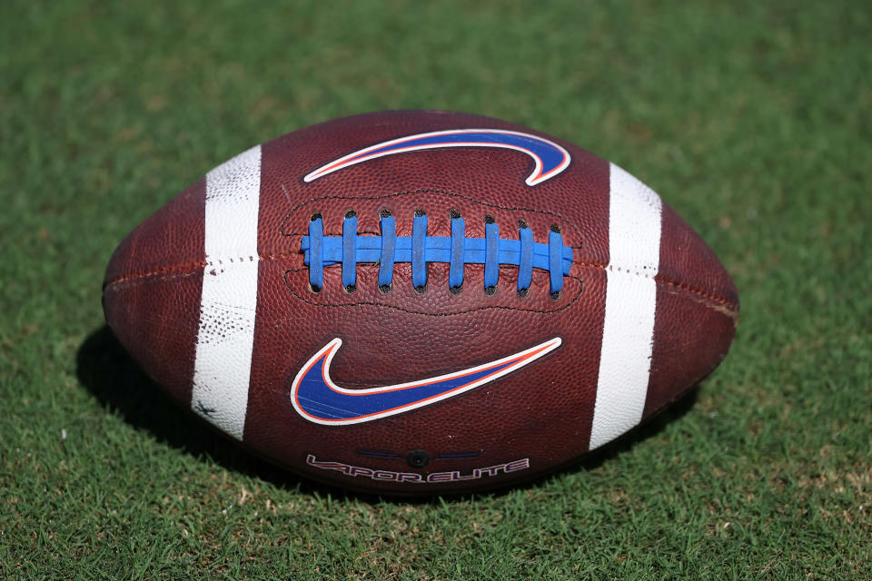 STARKVILLE, MS - SEPTEMBER 21: A general view of a Nike Florida Gators football during the game between the Florida Gators and the Mississippi State Bulldogs on September 21, 2024 at Davis Wade Stadium in Starkville, Mississippi.  (Photo by Michael Wade/Icon Sportswire via Getty Images)