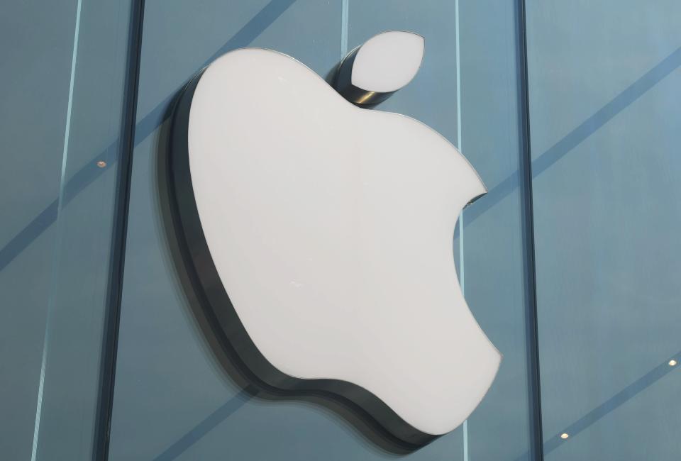 Apple logo is shown in Hangzhou, China.(Photo by Costfoto/NurPhoto via Getty Images)