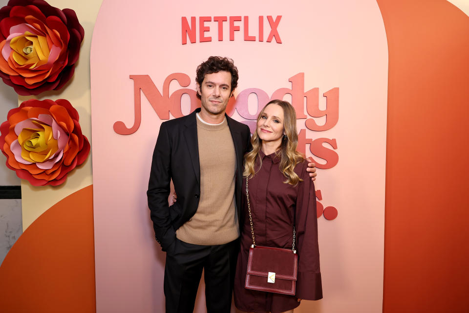 NEW YORK, NEW YORK - SEPTEMBER 23: (L-R) Adam Brody and Kristen Bell attend Netflix's Nobody Wants This NY Fan Screening at The Paris Theatre on September 23, 2024 in New York City. (Photo by Jamie McCarthy/Getty Images for Netflix)