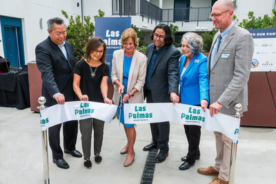 From left to right: Garrett Gin, Senior Vice President, Global Marketing & Corporate Affairs, Bank of America; Lynn Katano, Director of the Housing Investment and Finance Division for the Los Angeles County Development Authority (LACDA); Los Angeles County Fourth District Supervisor, Janice Hahn; Chris Contreras, Chief Operating Officer, Brilliant Corners; Carrie Esparza, Mental Health Program Manager IV for the Los Angeles County Department of Mental Health; Rick Westberg, Executive Vice President, The Richman Group.