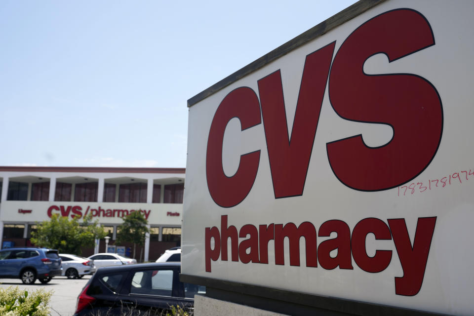 FILE - A sign marks a CVS branch on May 16, 2023, in Pasadena, Calif. (AP Photo/Marcio Jose Sanchez, File)