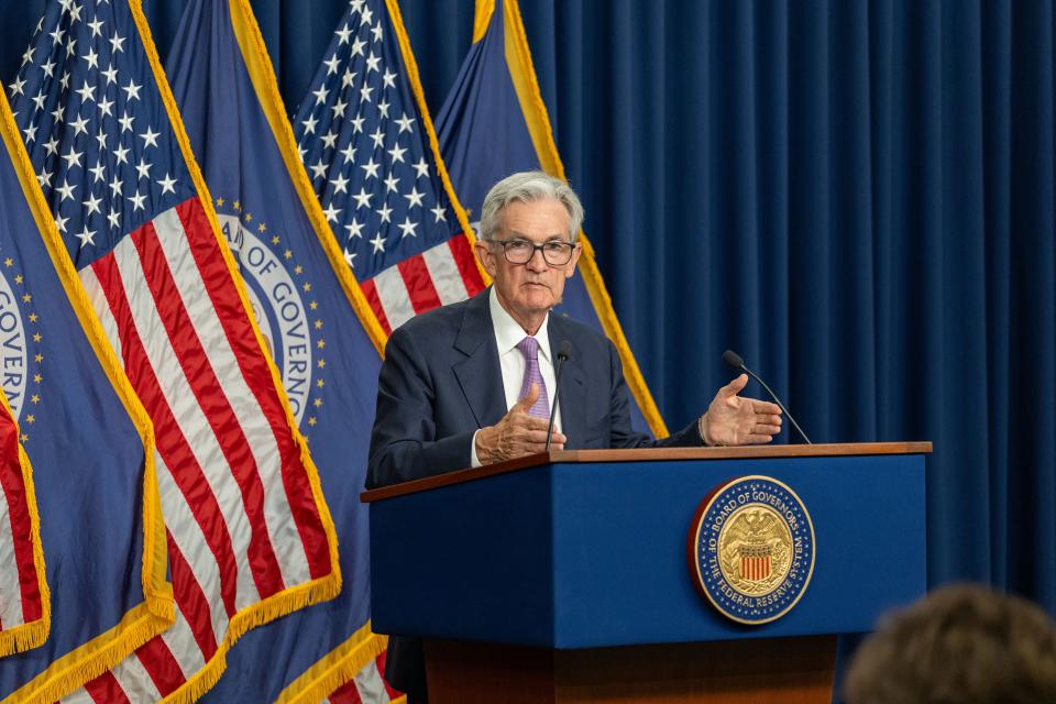 U.S. Federal Reserve Chair Jerome Powell attends a press conference in Washington, D.C., the United States, on Sept. 18, 2024. The U.S. Federal Reserve on Wednesday slashed interest rates by 50 basis points amid cooling inflation and a weakening labor market, marking the first rate cut in over four years. (Photo by Hu Yousong/Xinhua via Getty Images)