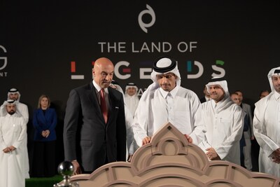 Prime Minister and Minister of Foreign Affairs HE Sheikh Mohammed bin Abdulrahman bin Jassim Al Thani Lays the Foundation Stone for Land of Legends Qatar (PRNewsfoto/Qatari Diar)